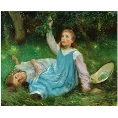 "The Artist's Daughters Picking Apples," Painting by Peter Hansen 11