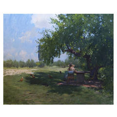 Reading under a Mulberry Tree in a Tuscan Garden, Painting