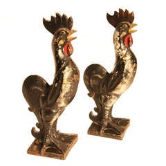 Antique Stylized Cast Roosters