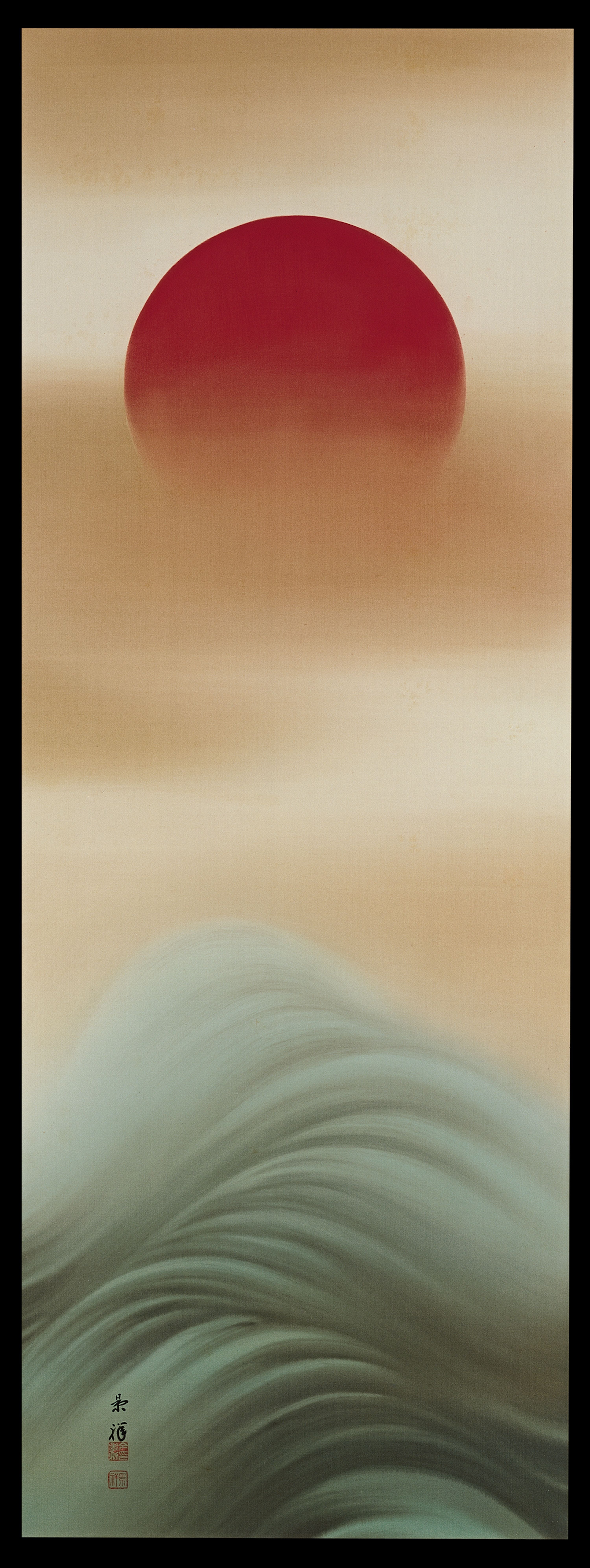 Imao Keisho Scroll Painting of the Sun Rising Over the Sea For Sale