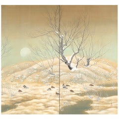 Winter Landscape Screen by Sasaki Rinpu