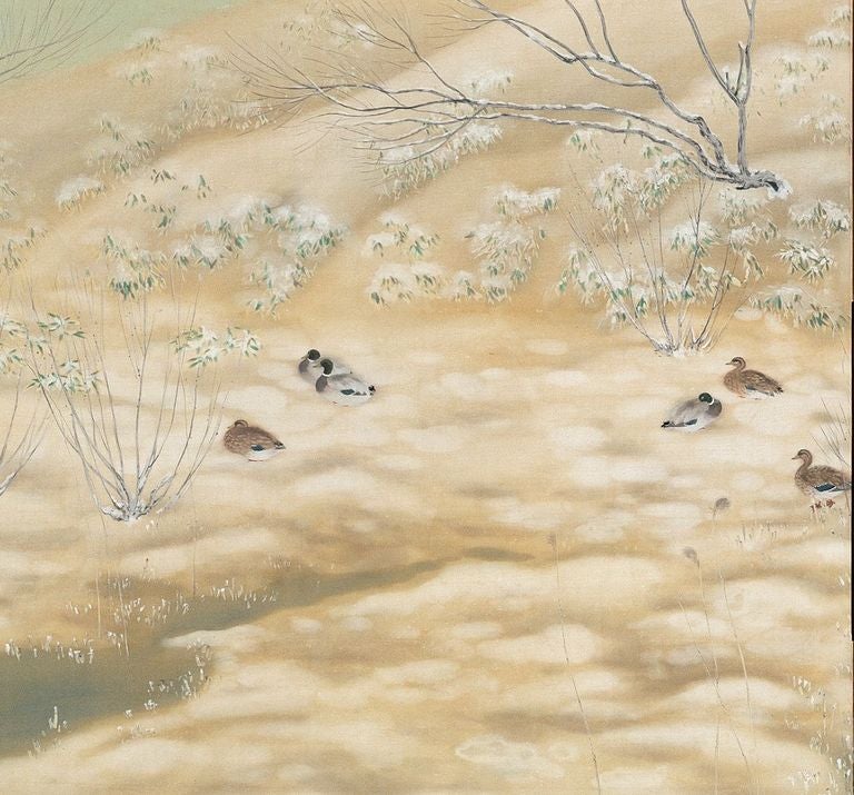 Japanese Winter Landscape Screen by Sasaki Rinpu For Sale