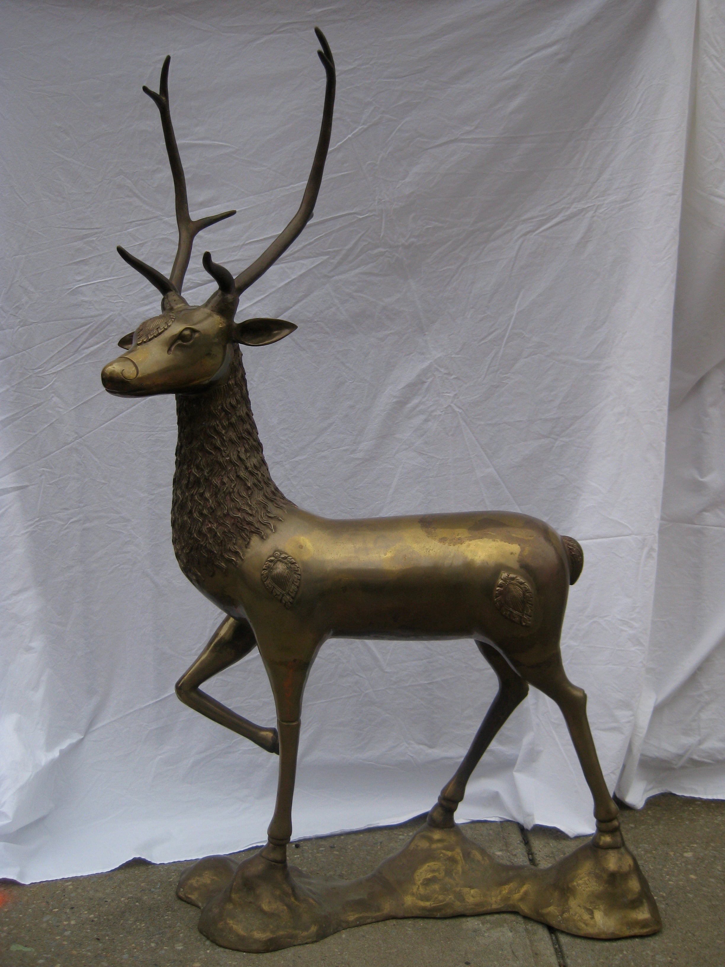 Large Brass Asian Deer Sculpture For Sale at 1stDibs