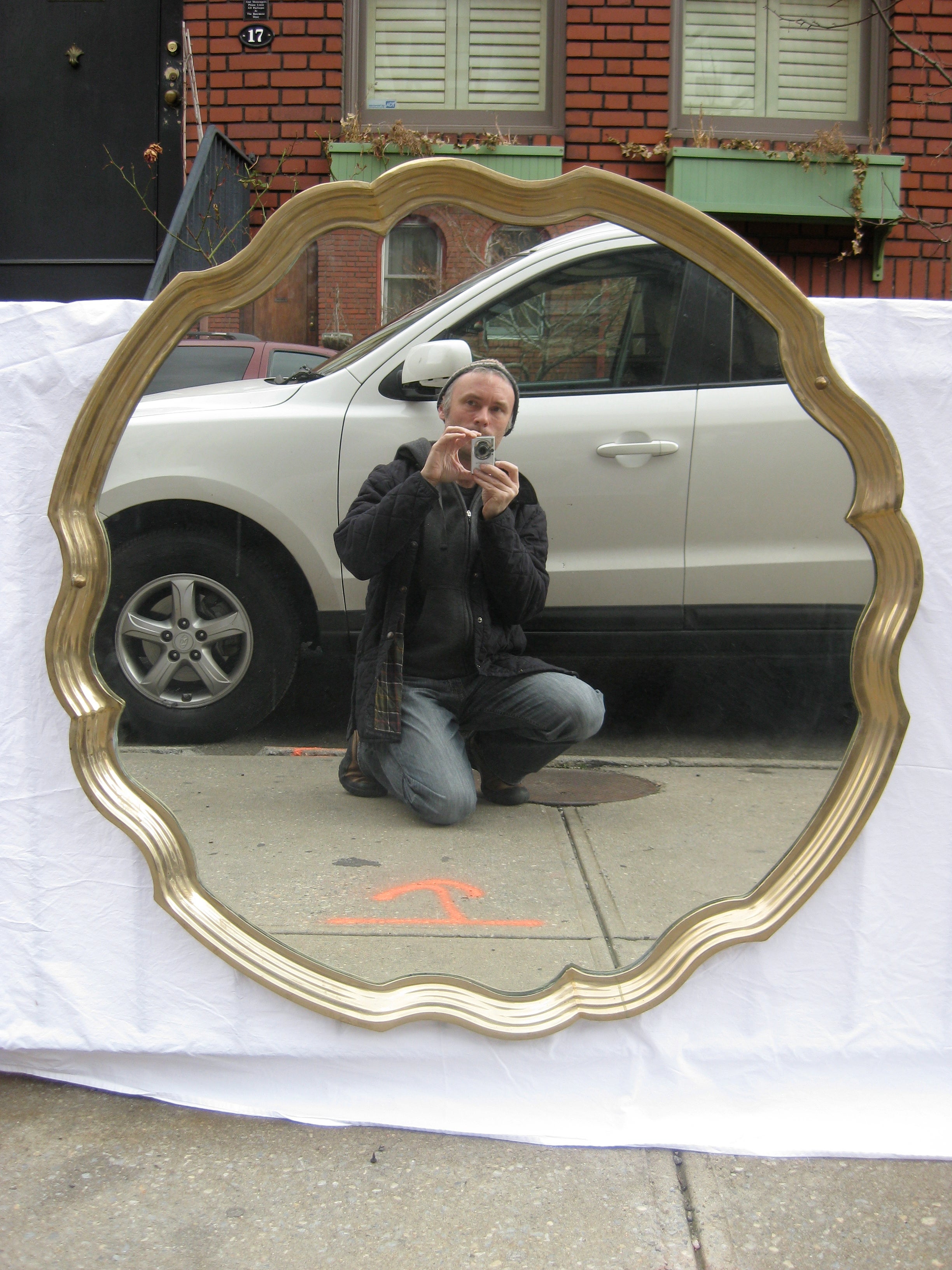 Mid-20th Century Brass Scallop Mirror