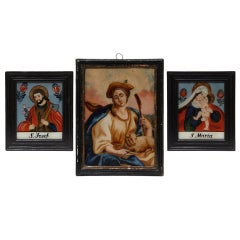 Reverse Painted Glass Portraits, Italian, 1800s