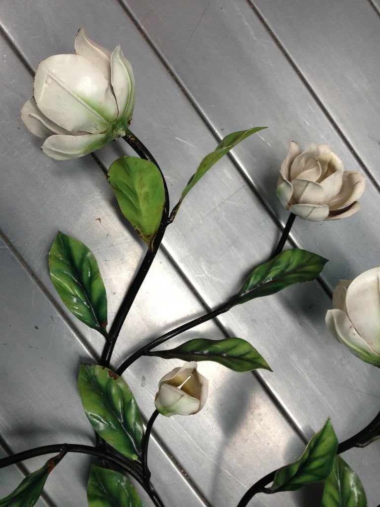 20th Century Tole Magnolia Hollywood Regency Wall Light Fixture