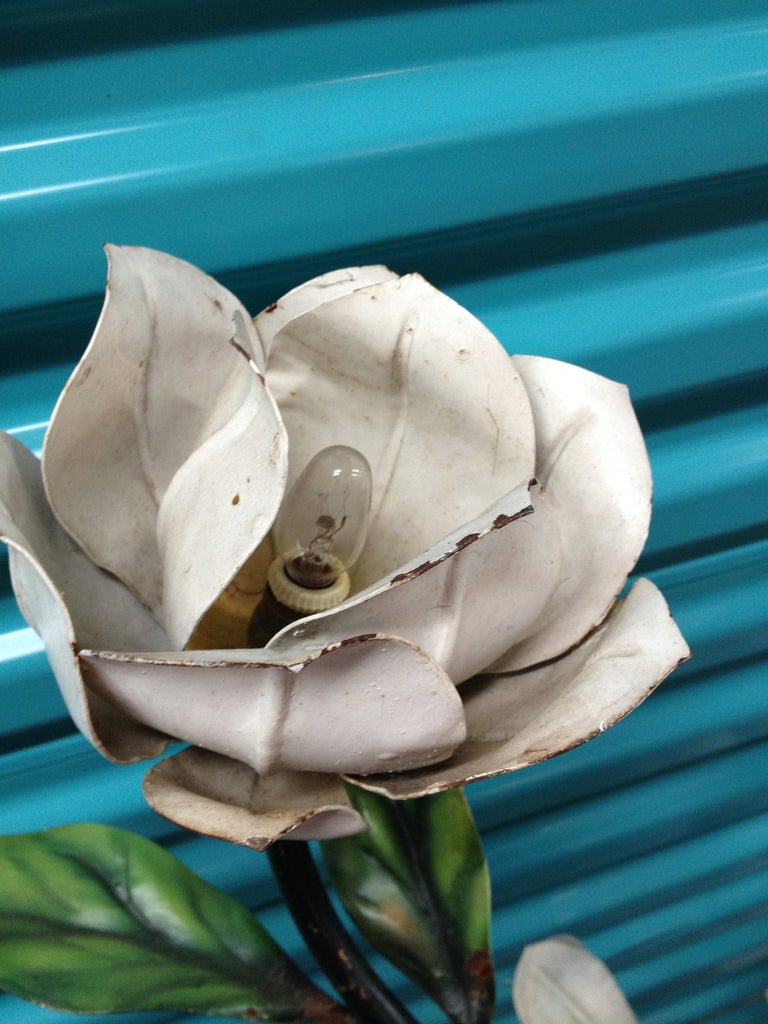 Tole Magnolia Hollywood Regency Wall Light Fixture 4