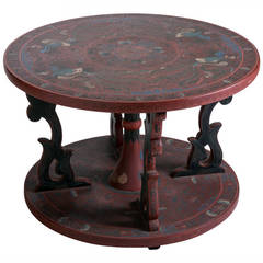 Chinoiserie Table with Lacquered Floral Bird Motif