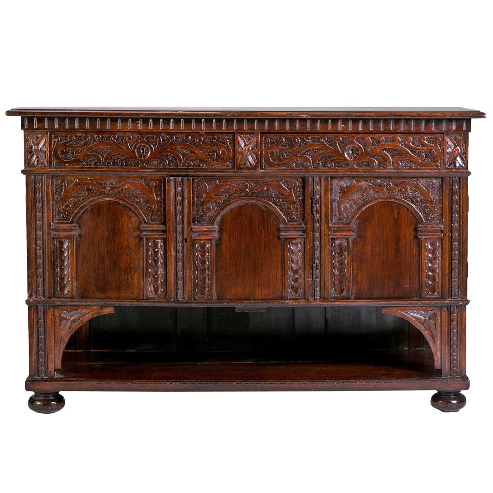 Italian Renaissance Style Carved Walnut Cabinet, 1800s For Sale