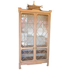 Vintage Hollywood Regency Chippendale Style Pagoda-Topped Cabinet