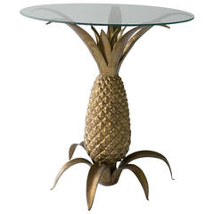 20th c. Brass and Glass Pineapple Side Table