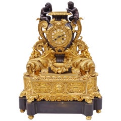 Gilded Bronze Troubadour Style Clock