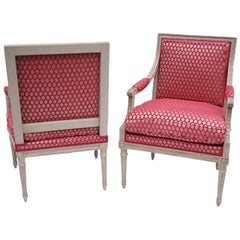 Pair of Louis XVI style à la Reine armchairs, circa 1900