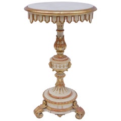 End 19th Century Small White Lacquered and Gilt Italian Gueridon