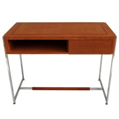 1970s One Drawer Elegant Leather Desk