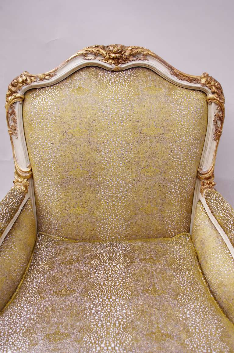 Circa 1930 Period Louis XV Style Salon Set: Pair of Armchairs and a Sofa 5