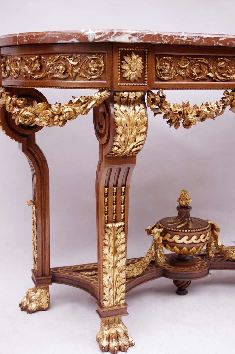 19th Century Louis XVI Style Console with Red Languedoc Marble Top