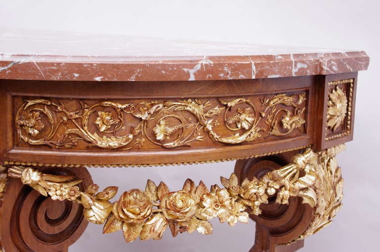 19th Century Louis XVI Style Console with Red Languedoc Marble Top 1