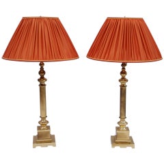 Pair Of Gilded Brass Lamps