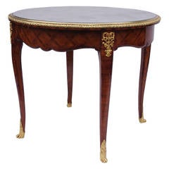 Large Louis XV Style Center Table or Gueridon with Oxidized Glass Top circa1900