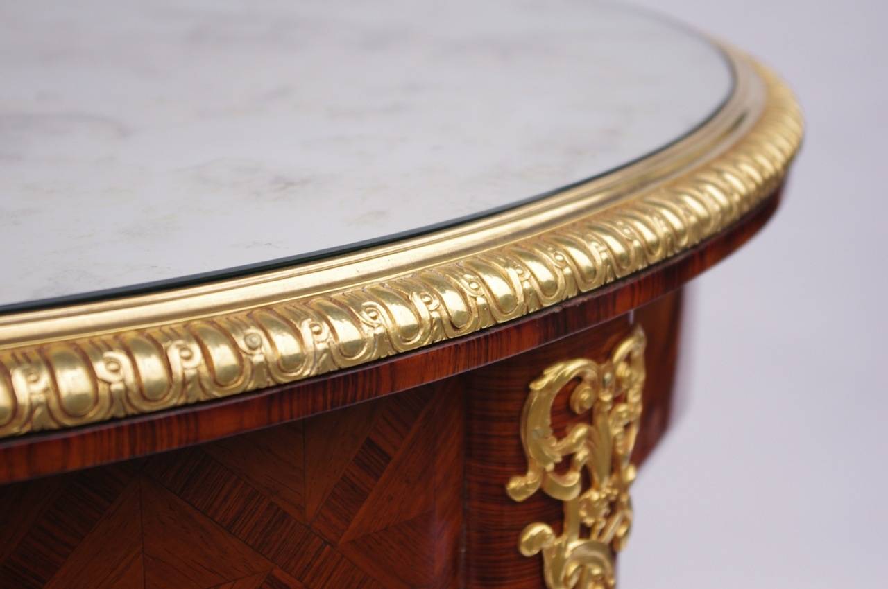 Large Louis XV Style Center Table or Gueridon with Oxidized Glass Top circa1900 In Good Condition In Saint-Ouen, FR