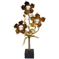 Gilded Brass Sunflower Floor Lamp