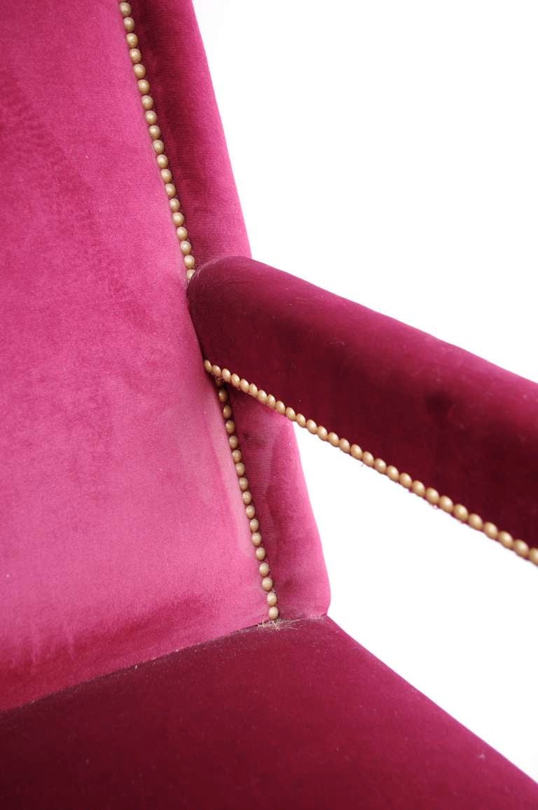 Late 20th Century Pair Of Louis XV Style Armchairs with purple velvet fabric, 1970