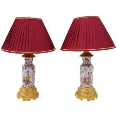 PAIR OF 19th century PORCELAIN LAMPS