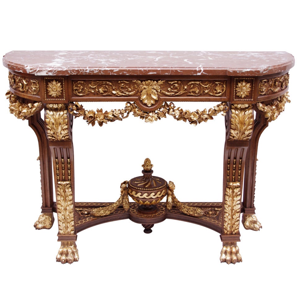 19th Century Louis XVI Style Console with Red Languedoc Marble Top