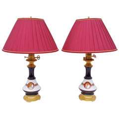 Pair of Neoclassical Paris Porcelain Lamps
