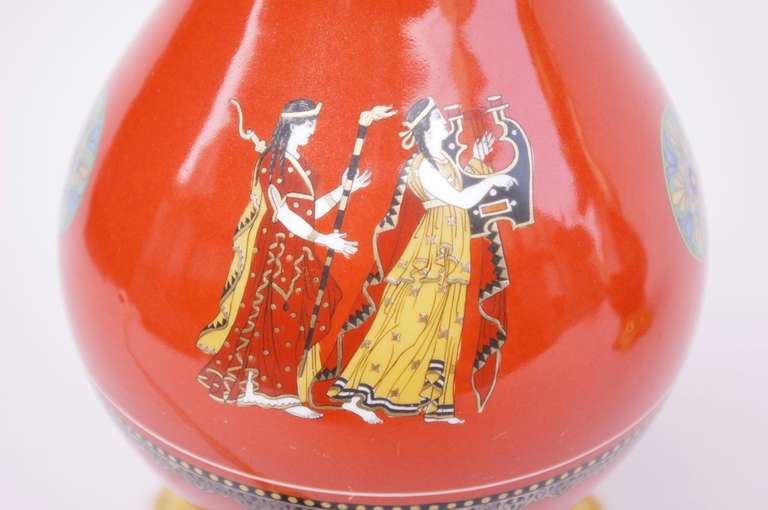 19th Century Pair of Greco Roman Style Lamps in Paris Porcelain 1