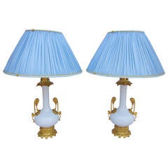 Pair of White Paris Porcelain Lamps, circa 1900