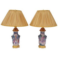 Pair of Great Crackled Chinese Porcelain Lampes