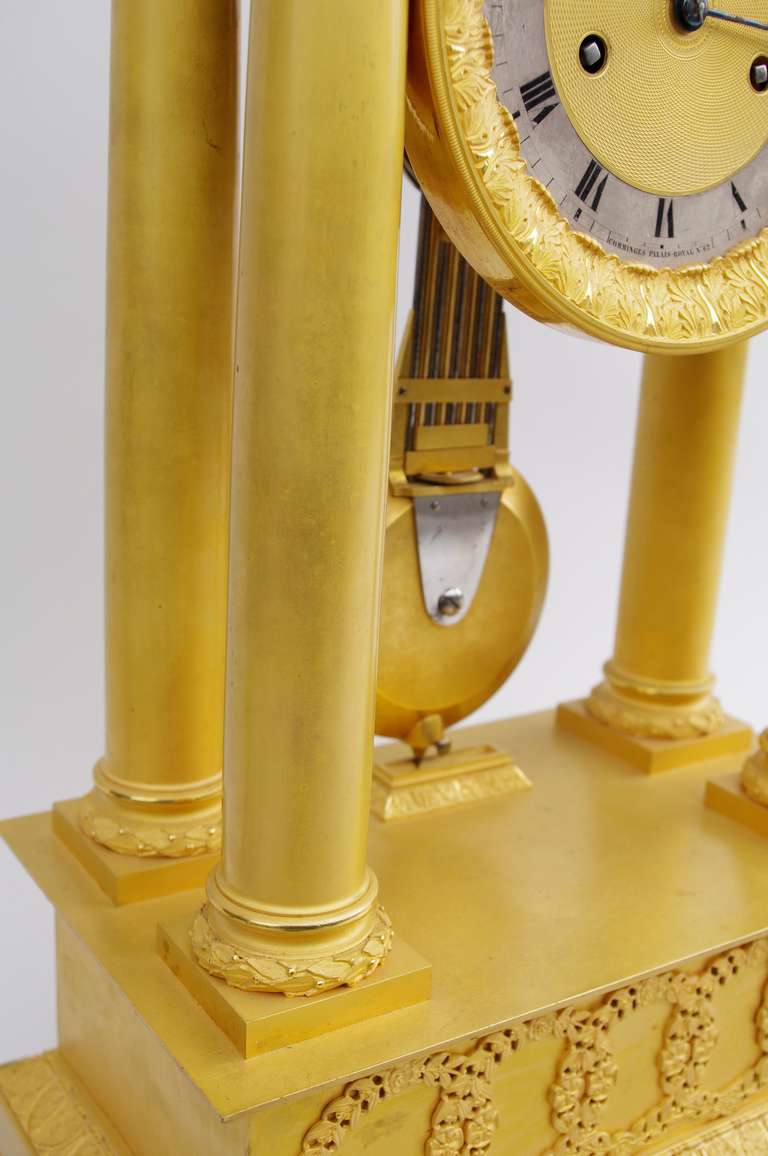Stunning French Empire clock With Porticos Signed Comminges Palais Royal N°62 2