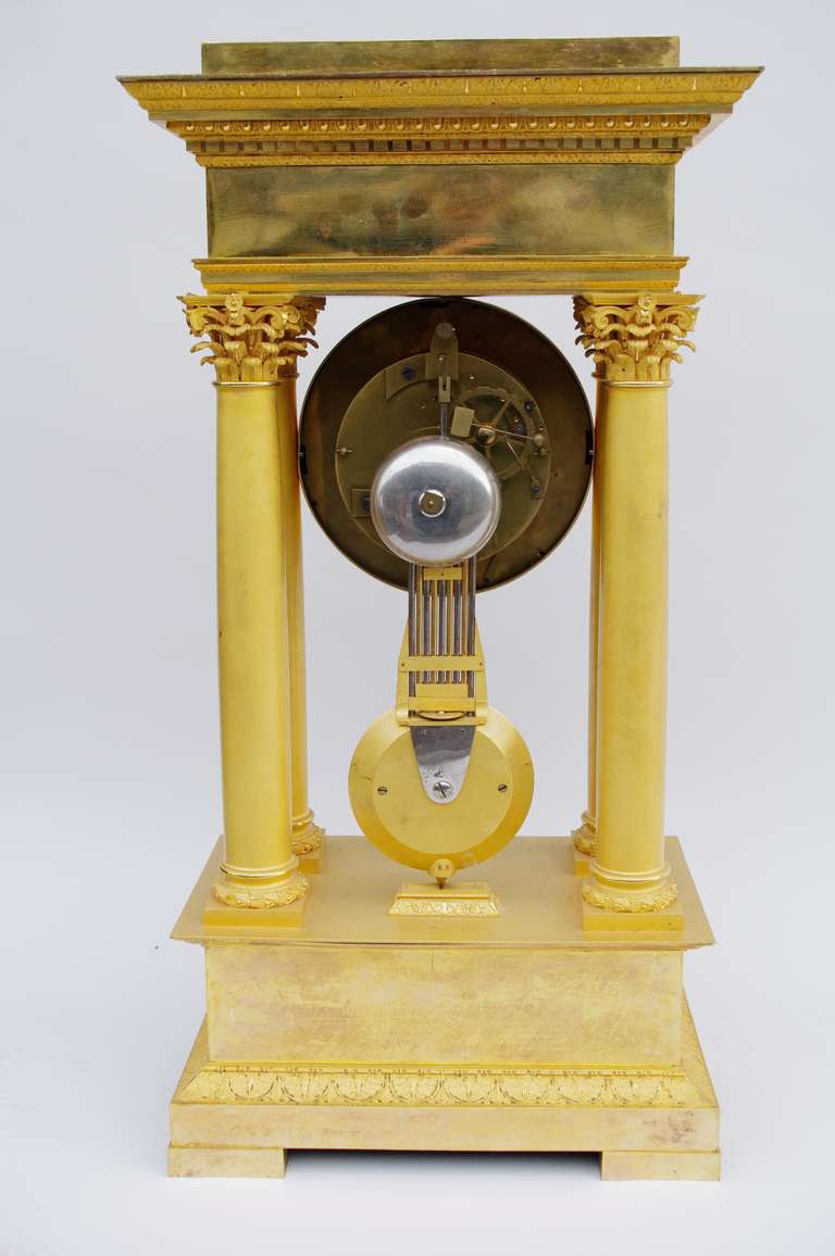 Stunning French Empire clock With Porticos Signed Comminges Palais Royal N°62 5