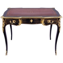 19th Century Small Louis XV Style Black Lacquered And Gilt Bronze Desk