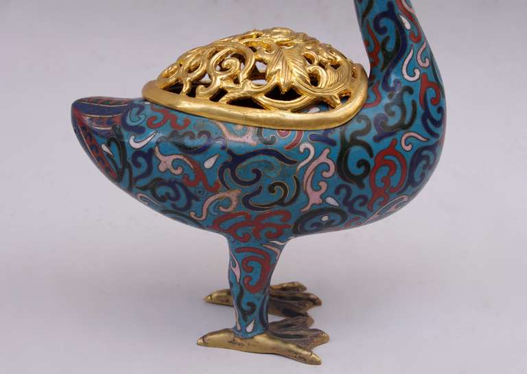 Pair of enamel cloisonne incense burner In Good Condition In Saint-Ouen, FR