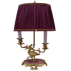 Unusual And Elegant Rococo Lamp With Marble Base From The 19th Century