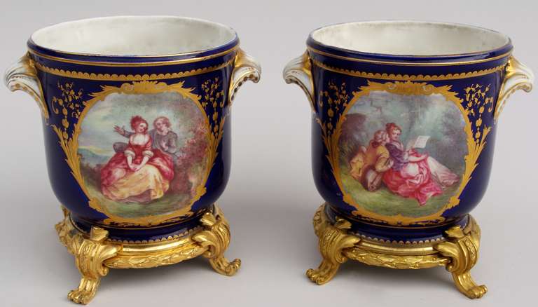French Pair of 19th Century Vases/Planters from Paris Porcelain Manufacture