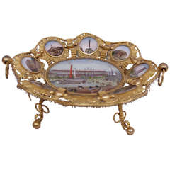 Vide Poche of Paris Monuments Painted on Glass - Souvenir of the Paris World Fair circa 1870