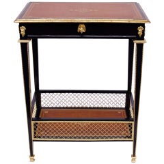 Small Louis XVI Style Black Lacquered Table from 1900
