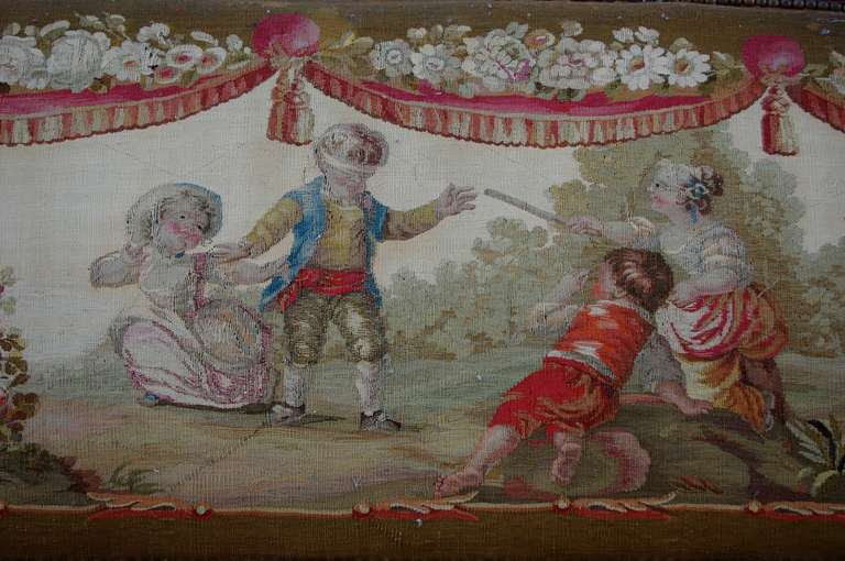7 pieces 19th c. Louis XVI period Aubusson tapestry living room set In Good Condition In Saint-Ouen, FR