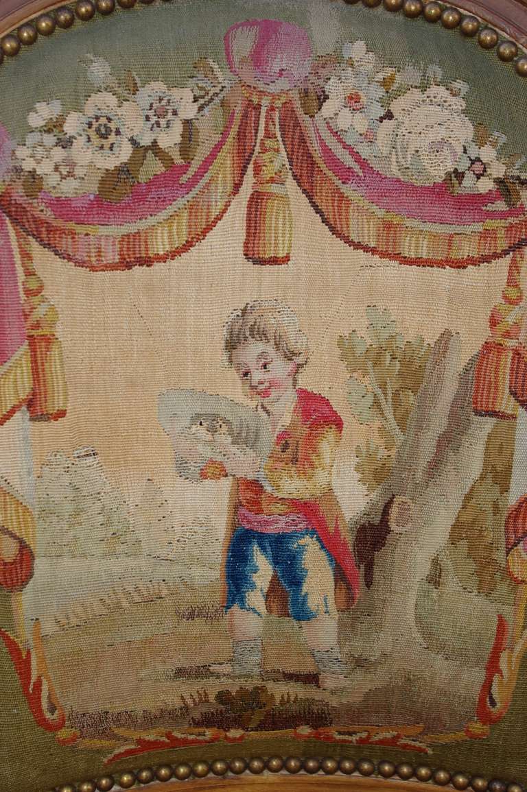 7 pieces 19th c. Louis XVI period Aubusson tapestry living room set 3