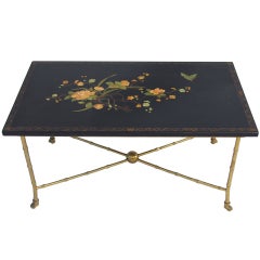 Jansen Table With Black Lacquered Table From The 50's