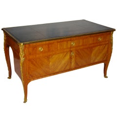 Large Transition Style Desk with Black Leather Top