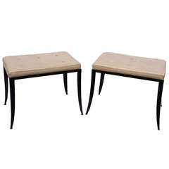 Pair of Leather and Metal Stools