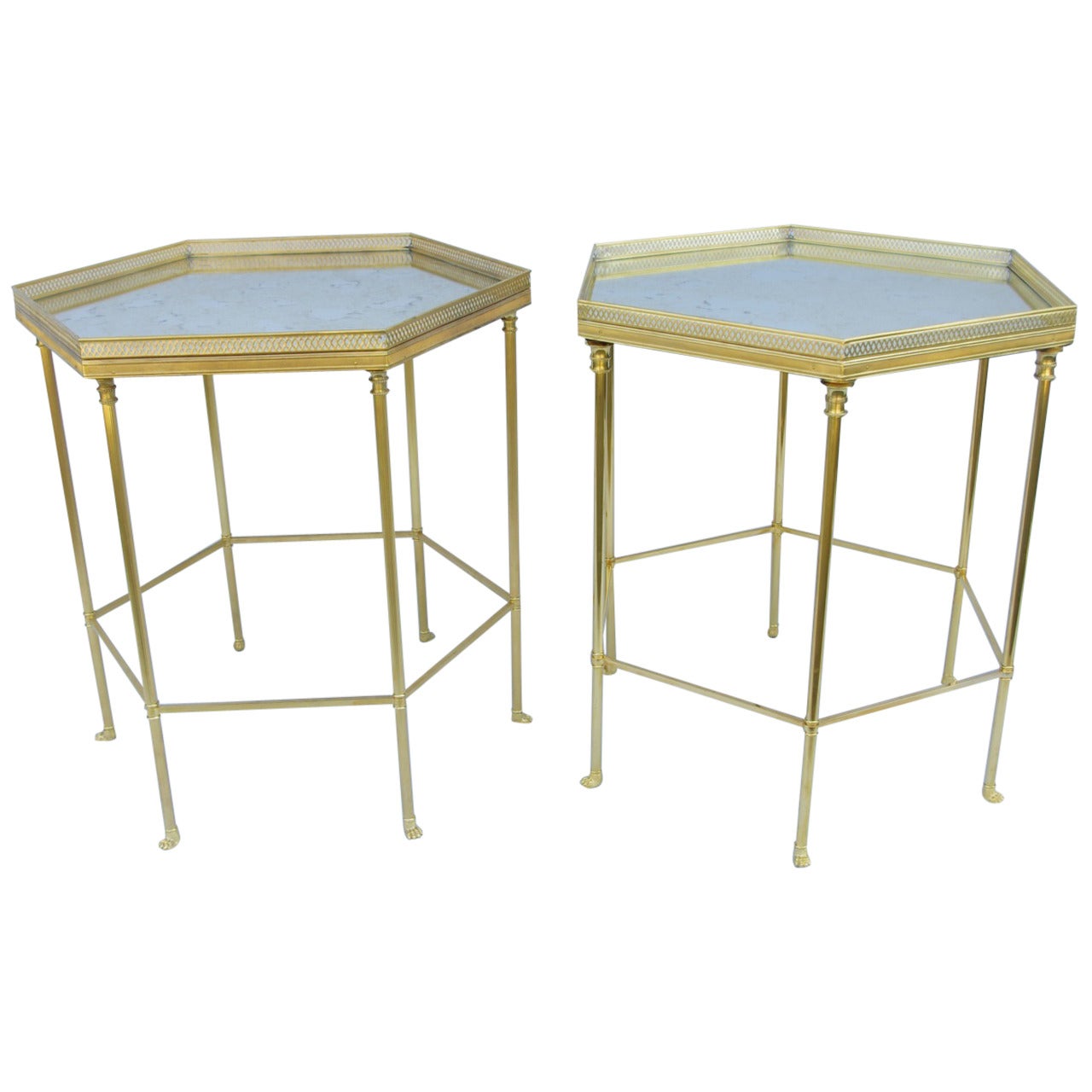 False Pair of Maison Charles Side Tables ( slight difference on the legs )