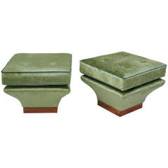 Pair of Large Velvet Stools, 1970