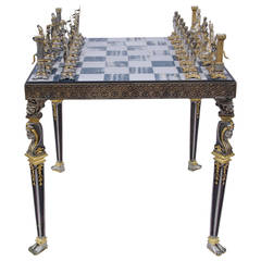 Rare Empire Style Chessboard with Napoleon and Josephine, circa 1960
