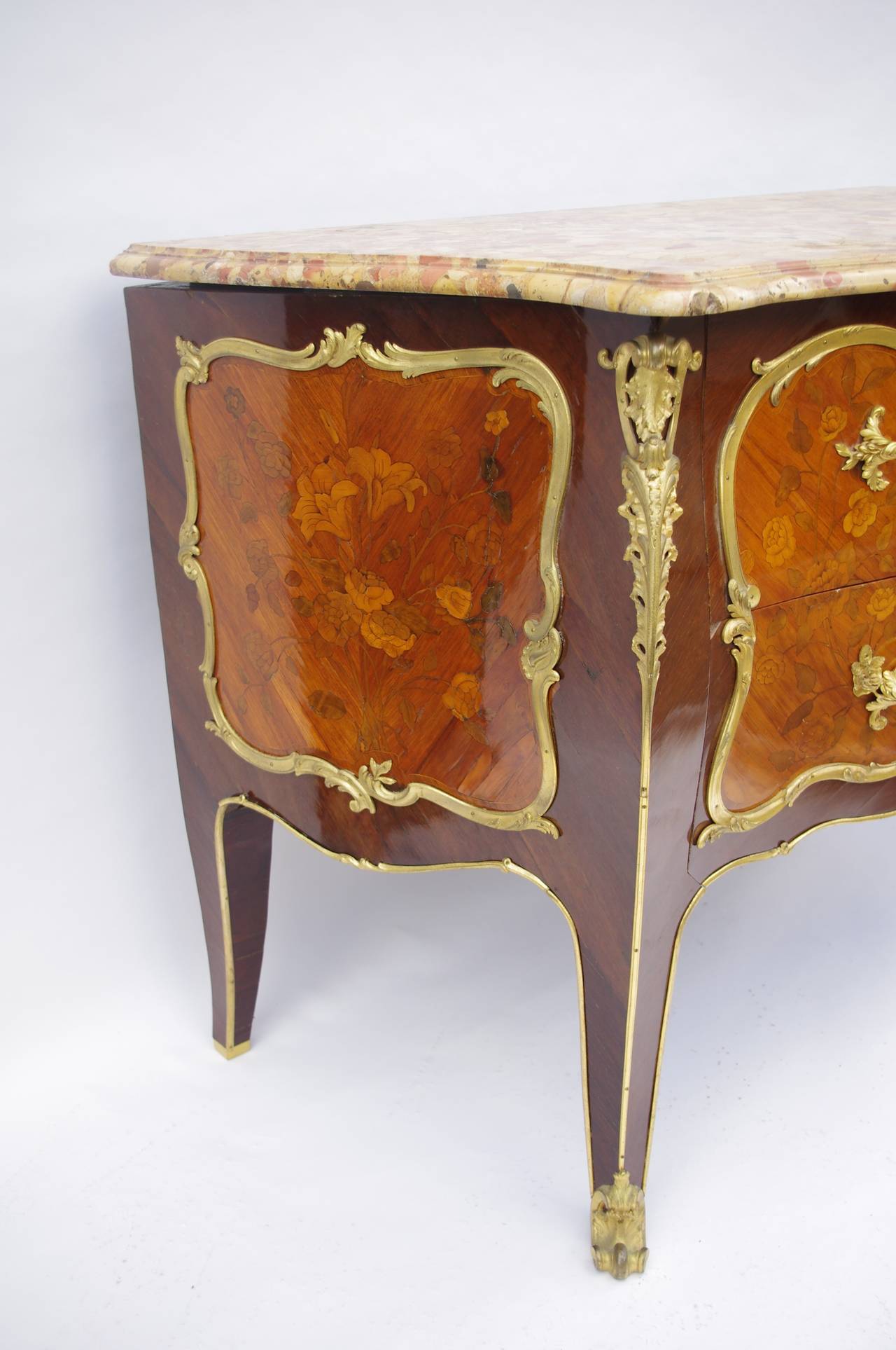 Marquetry Louis XV Period Commode Stamped Léonard Boudin